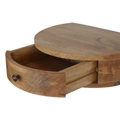 Table de chevet à suspendre arrondie en manguier massif – Naturel – vue 6