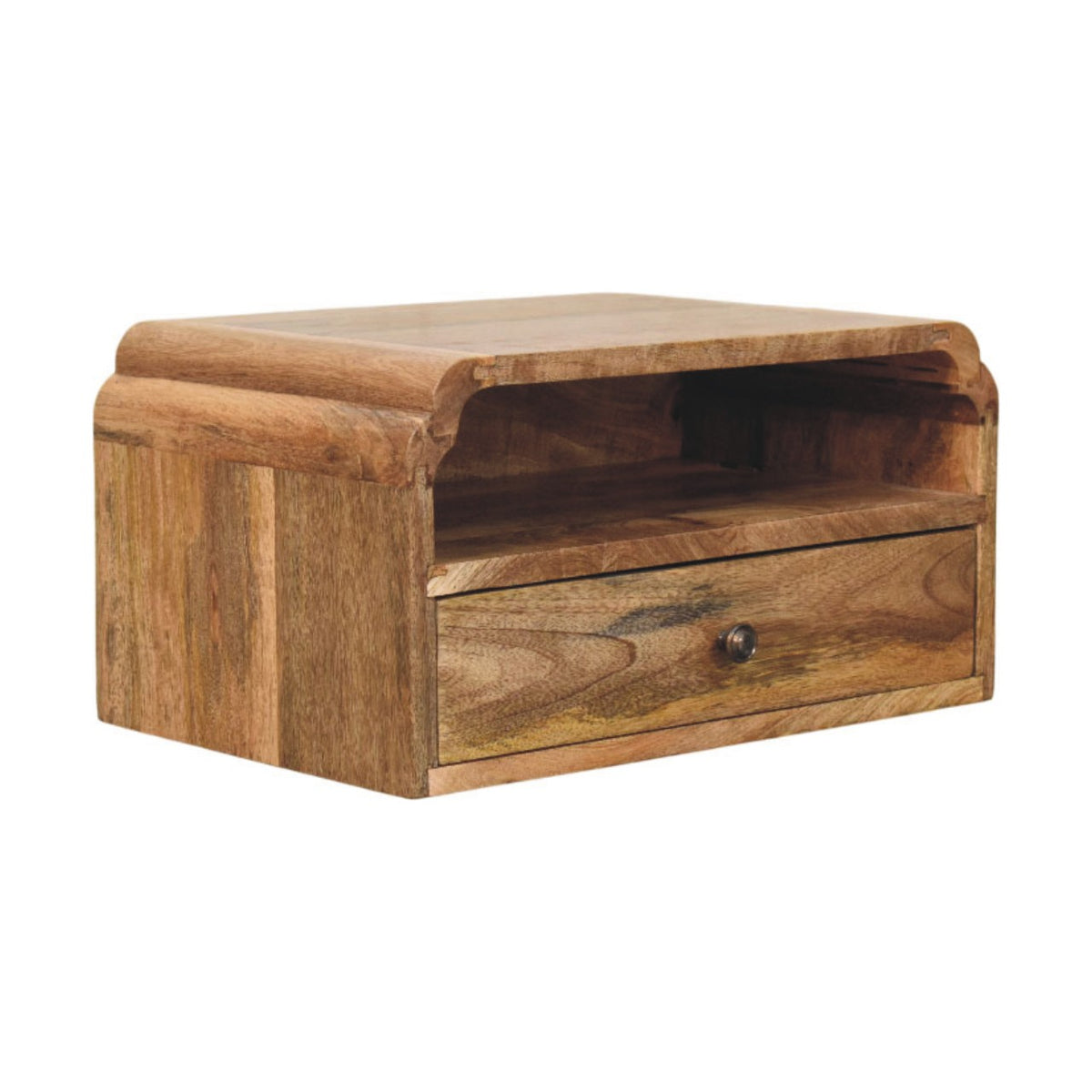 Table de chevet à suspendre avec étagère en manguier massif – Naturel – vue 2