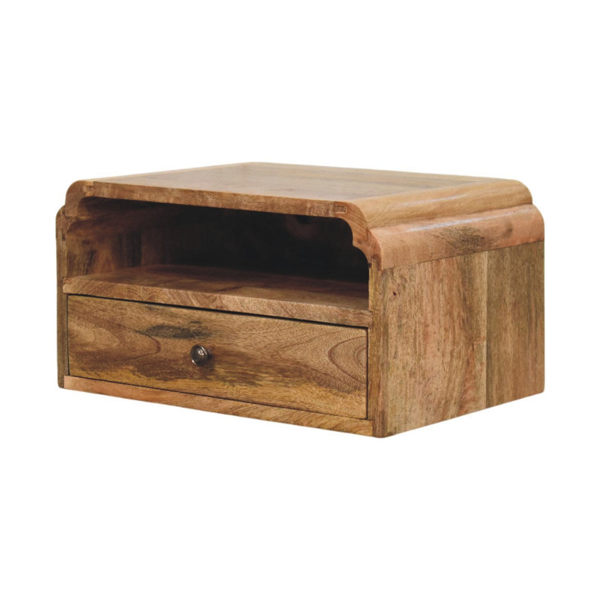 Table de chevet à suspendre avec étagère en manguier massif – Naturel – vue 3