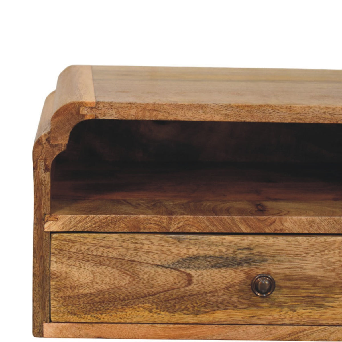 Table de chevet à suspendre avec étagère en manguier massif – Naturel – vue 4