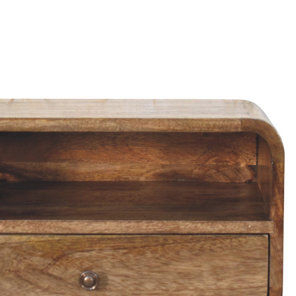 Table de chevet à suspendre avec niche en manguier massif – Gris doux – vue 4