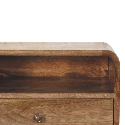 Table de chevet à suspendre avec niche en manguier massif – Gris doux – vue 4