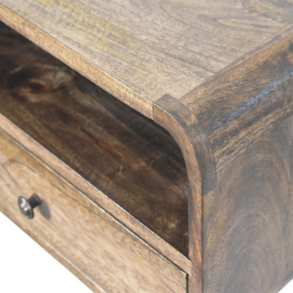Table de chevet à suspendre avec niche en manguier massif – Gris doux – vue 5