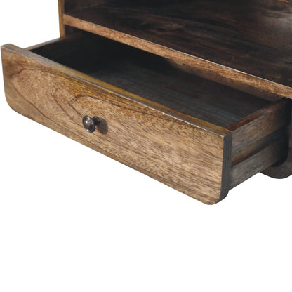 Table de chevet à suspendre avec niche en manguier massif – Gris doux – vue 6