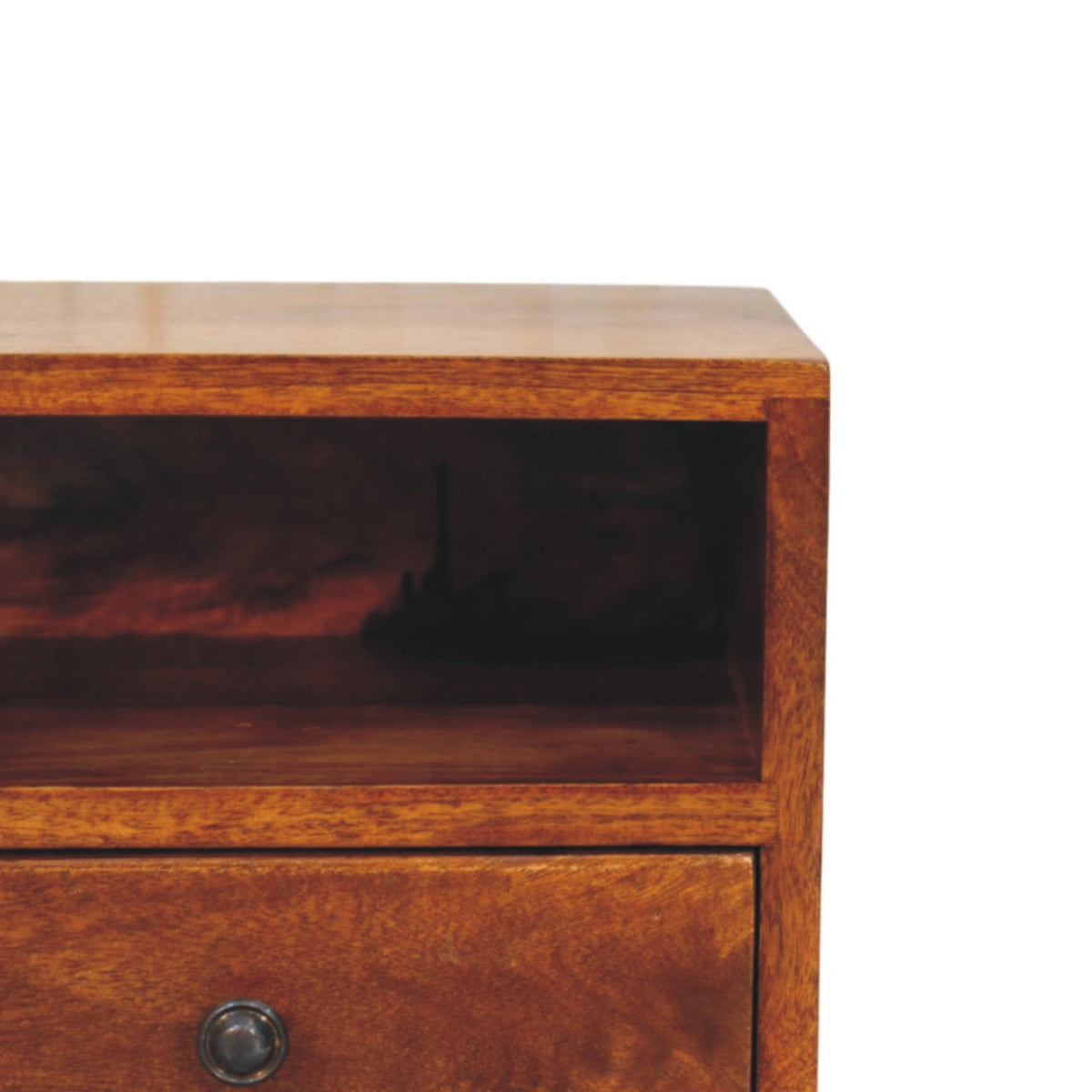 Table de chevet à suspendre bouton noir en manguier massif – Châtaigne – vue 4