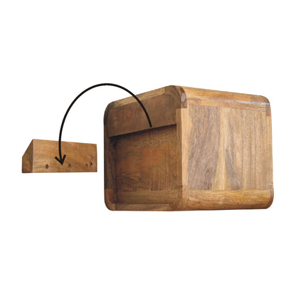 Table de chevet à suspendre mini à niche en manguier massif – Naturel – schéma de fixation murale