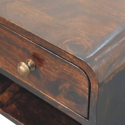 Table de chevet à suspendre mini à niche en manguier massif – Noisette – vue 6