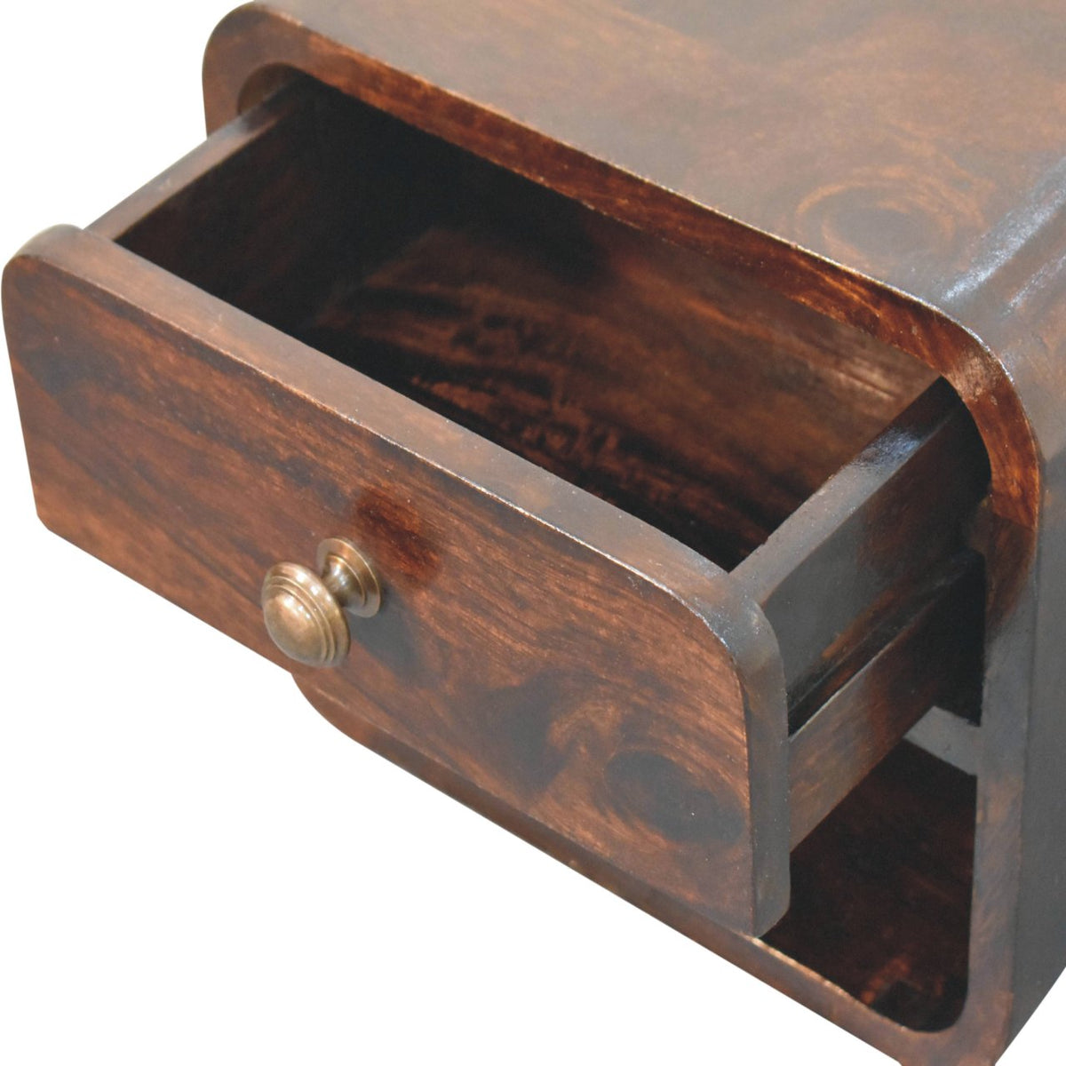 Table de chevet à suspendre mini à niche en manguier massif – Noisette – vue 7