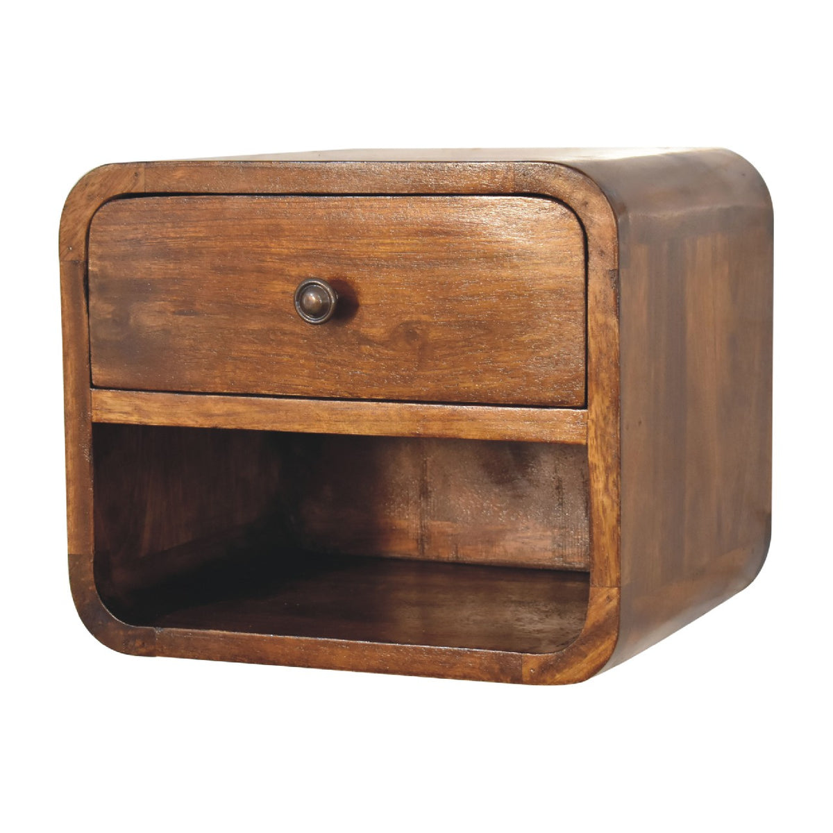 Table de chevet à suspendre mini arrondie en manguier massif – Châtaigne – vue 4
