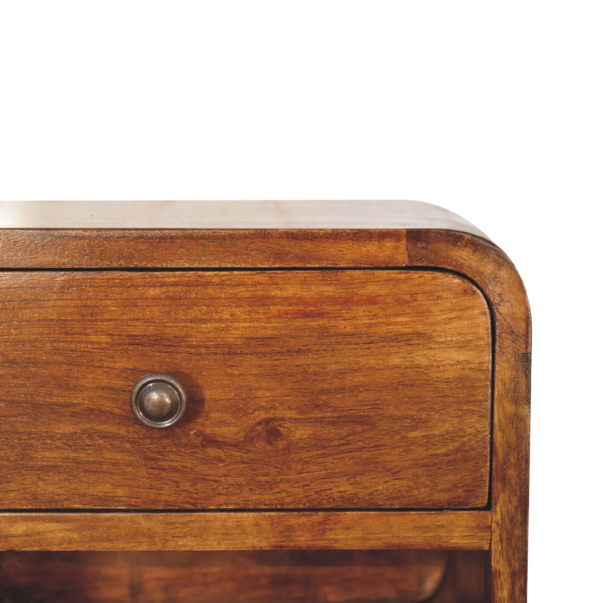 Table de chevet à suspendre mini arrondie en manguier massif – Châtaigne – vue 5