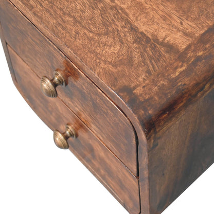 Table de chevet à suspendre mini galbée en manguier massif – Noisette – vue 5