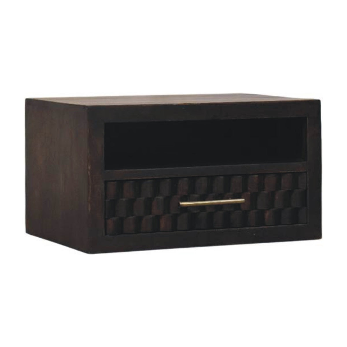 Table de chevet à suspendre sculptée à niche en manguier massif – Moka – vue 3