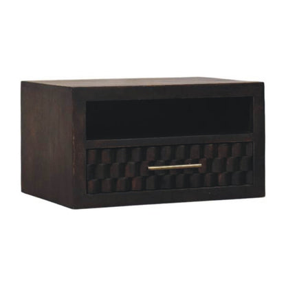 Table de chevet à suspendre sculptée à niche en manguier massif – Moka – vue 3