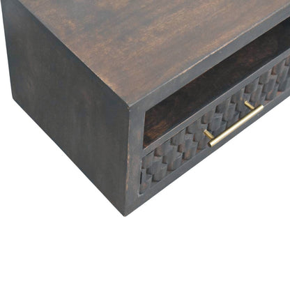 Table de chevet à suspendre sculptée à niche en manguier massif – Moka – vue 6