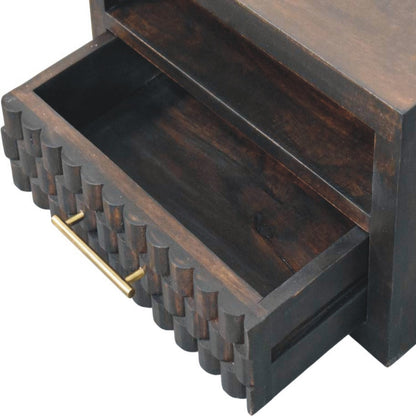 Table de chevet à suspendre sculptée à niche en manguier massif – Moka – vue 7
