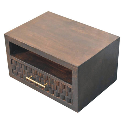 Table de chevet à suspendre sculptée à niche en manguier massif – Moka – vue 8