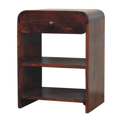 Table de chevet à tiroir et 2 niches en manguier massif – Châtaigne – vue 3