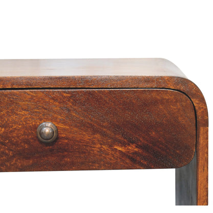 Table de chevet à tiroir et 2 niches en manguier massif – Châtaigne – vue 5