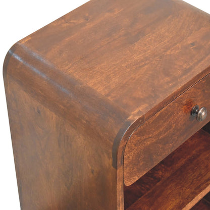 Table de chevet à tiroir et 2 niches en manguier massif – Châtaigne – vue 6