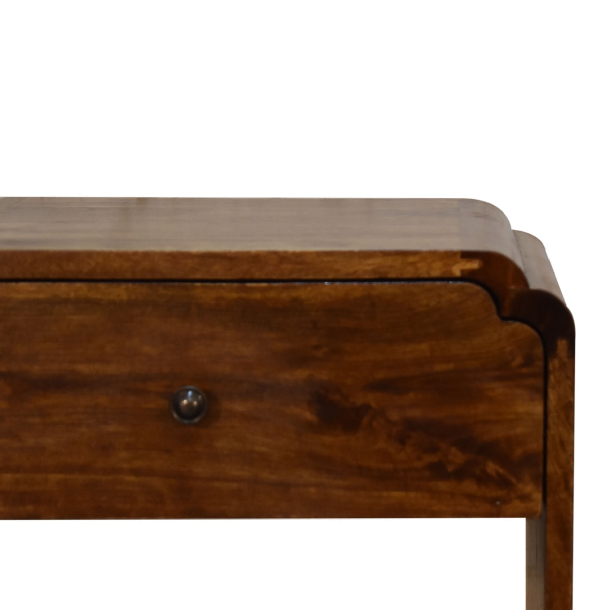 Table de chevet à tiroir et étagère en manguier massif – Châtaigne – vue 4