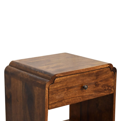 Table de chevet à tiroir et étagère en manguier massif – Châtaigne – vue 6