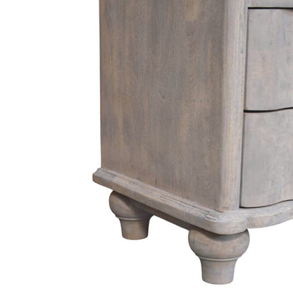 Table de chevet arrondie 2 tiroirs en manguier massif – Délavé vintage – vue 8