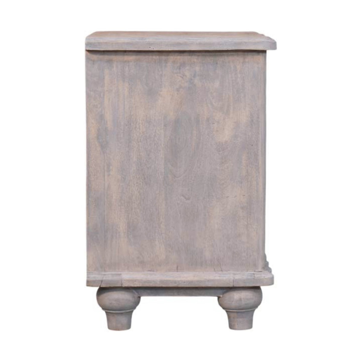 Table de chevet arrondie 2 tiroirs en manguier massif – Délavé vintage – vue 9