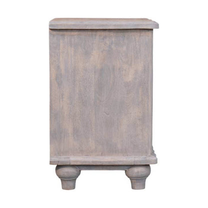 Table de chevet arrondie 2 tiroirs en manguier massif – Délavé vintage – vue 9