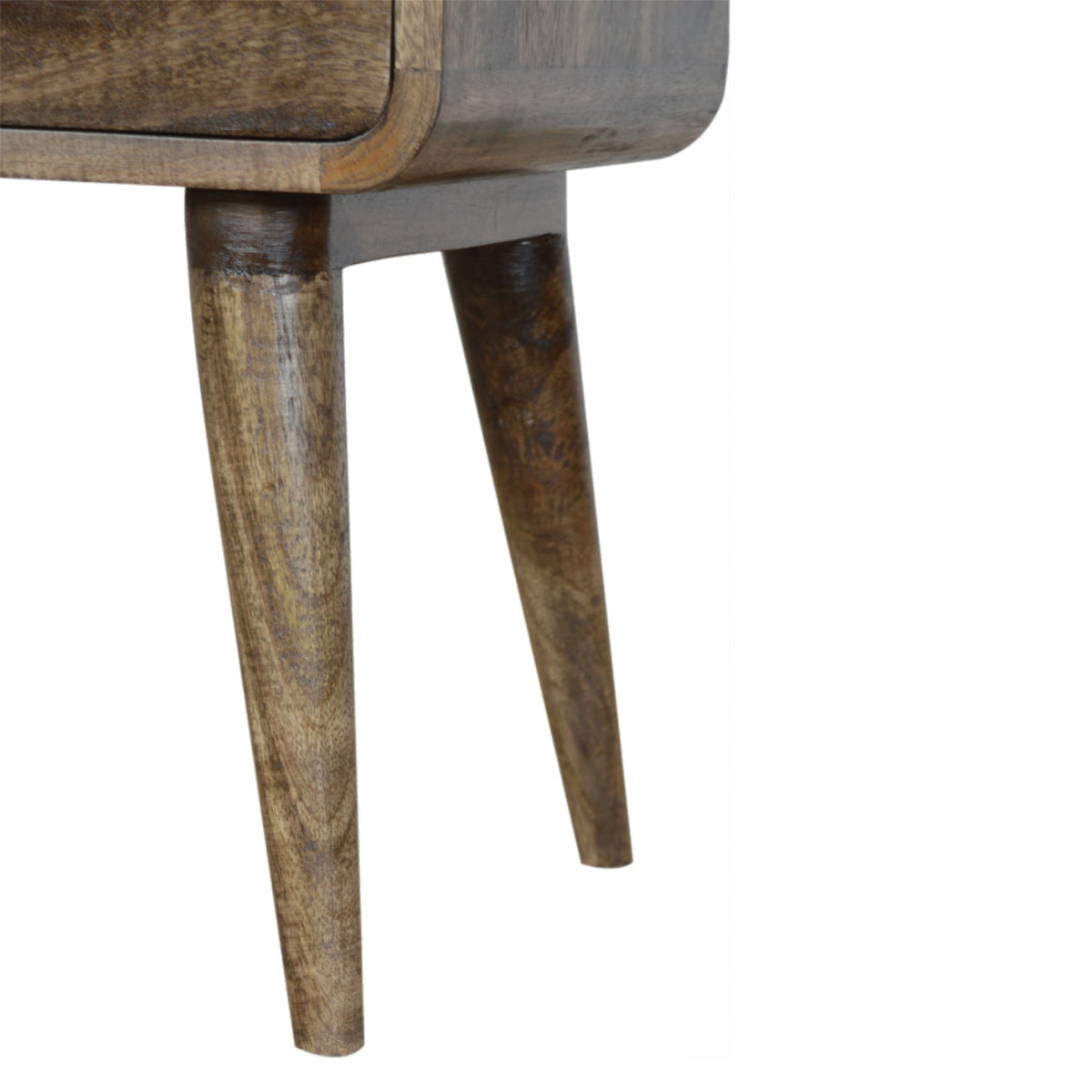 Table de chevet arrondie 2 tiroirs en manguier massif – Gris – vue 6