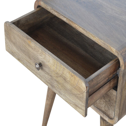 Table de chevet arrondie 2 tiroirs en manguier massif – Gris – vue 7