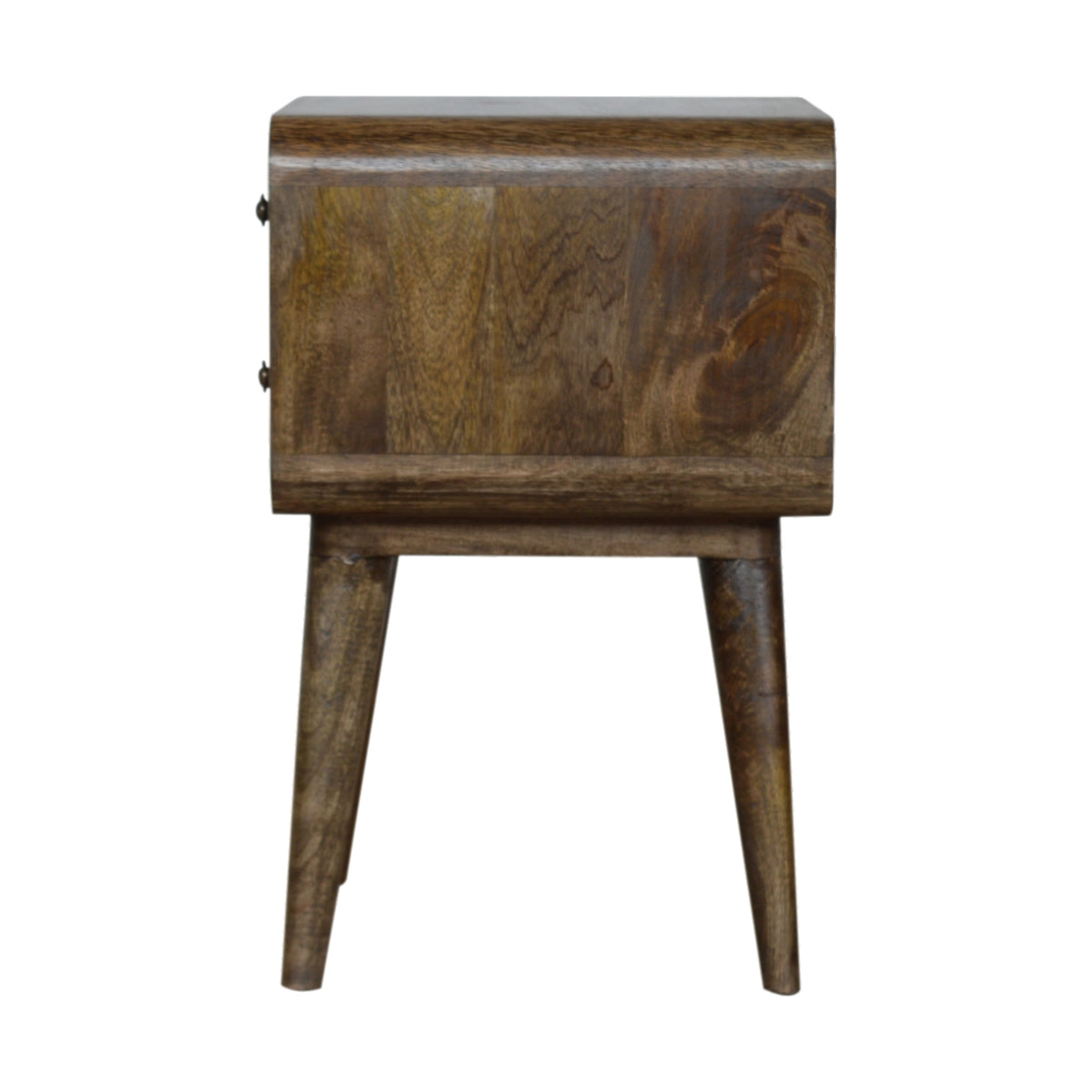 Table de chevet arrondie 2 tiroirs en manguier massif – Gris – vue 8