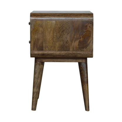 Table de chevet arrondie 2 tiroirs en manguier massif – Gris – vue 8