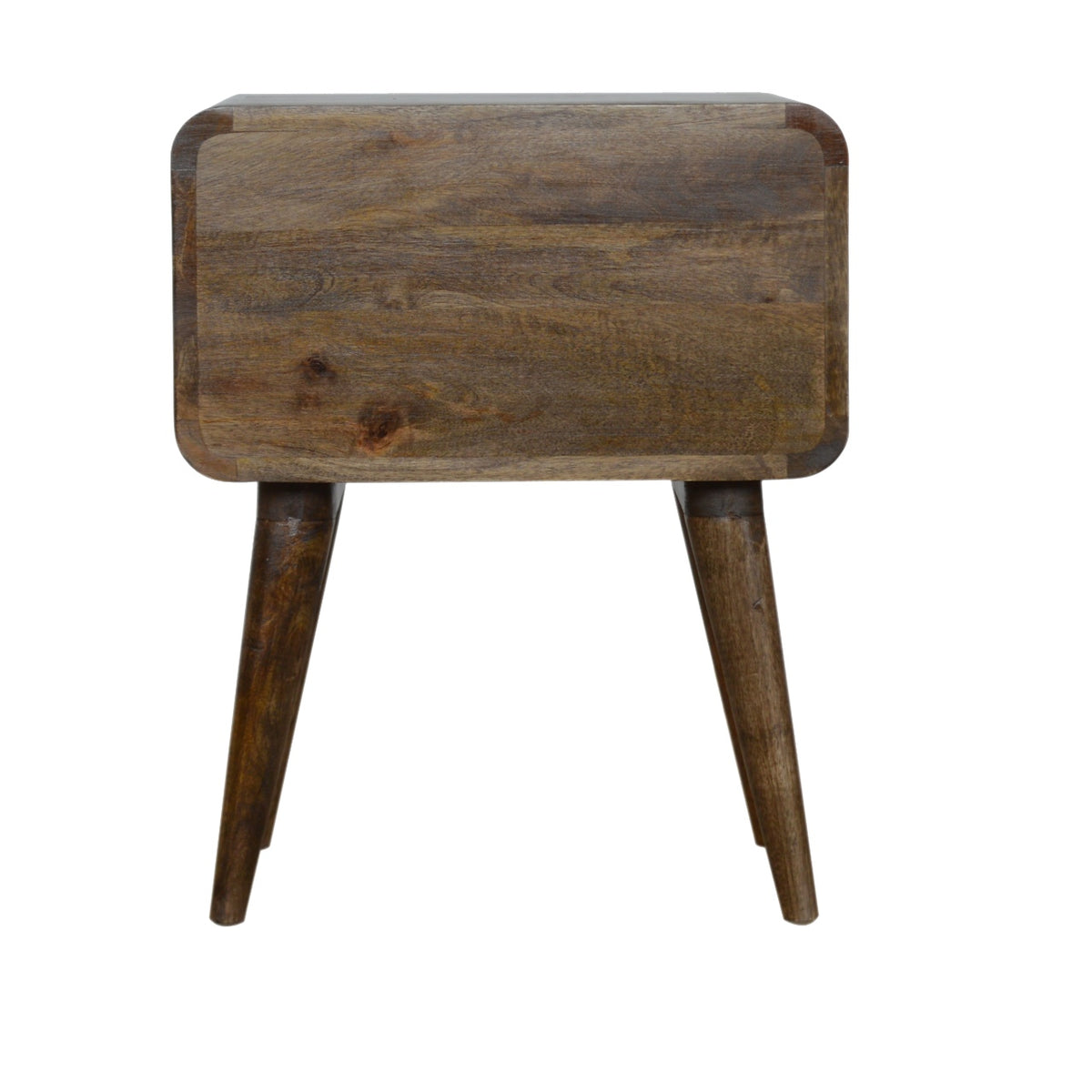 Table de chevet arrondie 2 tiroirs en manguier massif – Gris – vue 9