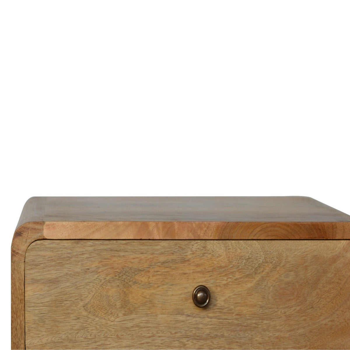 Table de chevet arrondie 2 tiroirs en manguier massif – Naturel – vue 4