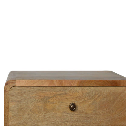 Table de chevet arrondie 2 tiroirs en manguier massif – Naturel – vue 4