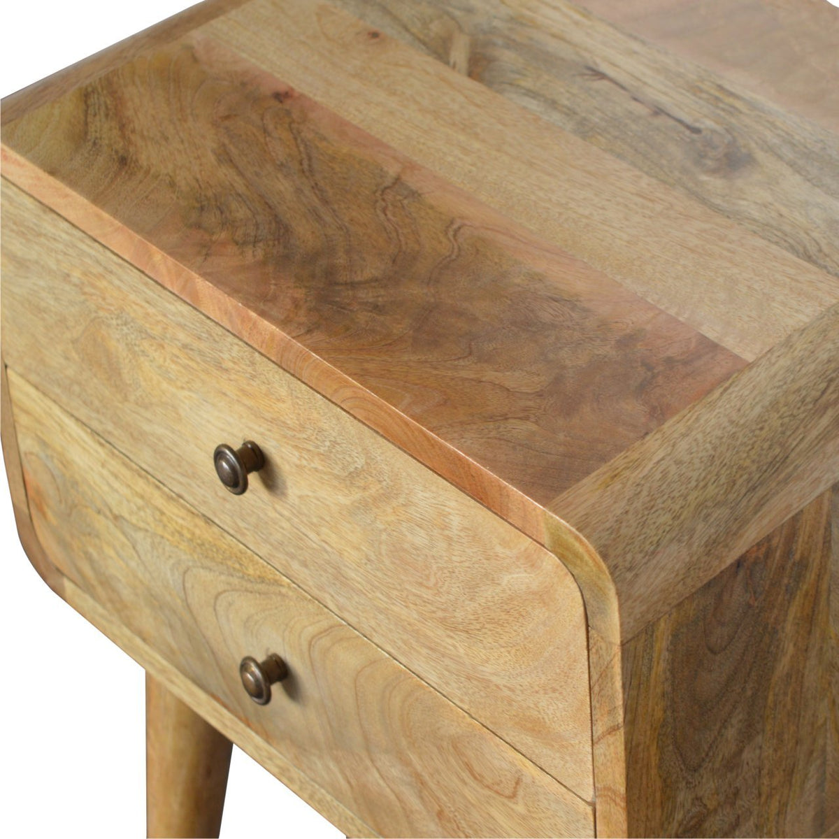 Table de chevet arrondie 2 tiroirs en manguier massif – Naturel – vue 5