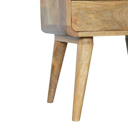 Table de chevet arrondie 2 tiroirs en manguier massif – Naturel – vue 7