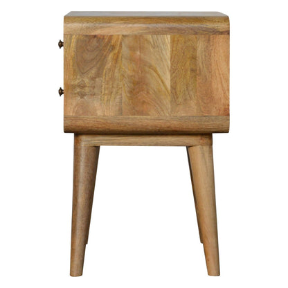 Table de chevet arrondie 2 tiroirs en manguier massif – Naturel – vue 8