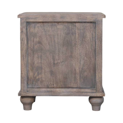 Table de chevet arrondie 3 tiroirs en manguier massif – Délavé vintage – vue 9