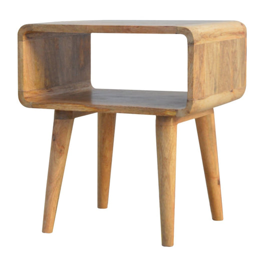Table de chevet arrondie à niche ouverte en manguier massif – vue 2
