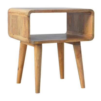 Table de chevet arrondie à niche ouverte en manguier massif – vue 3
