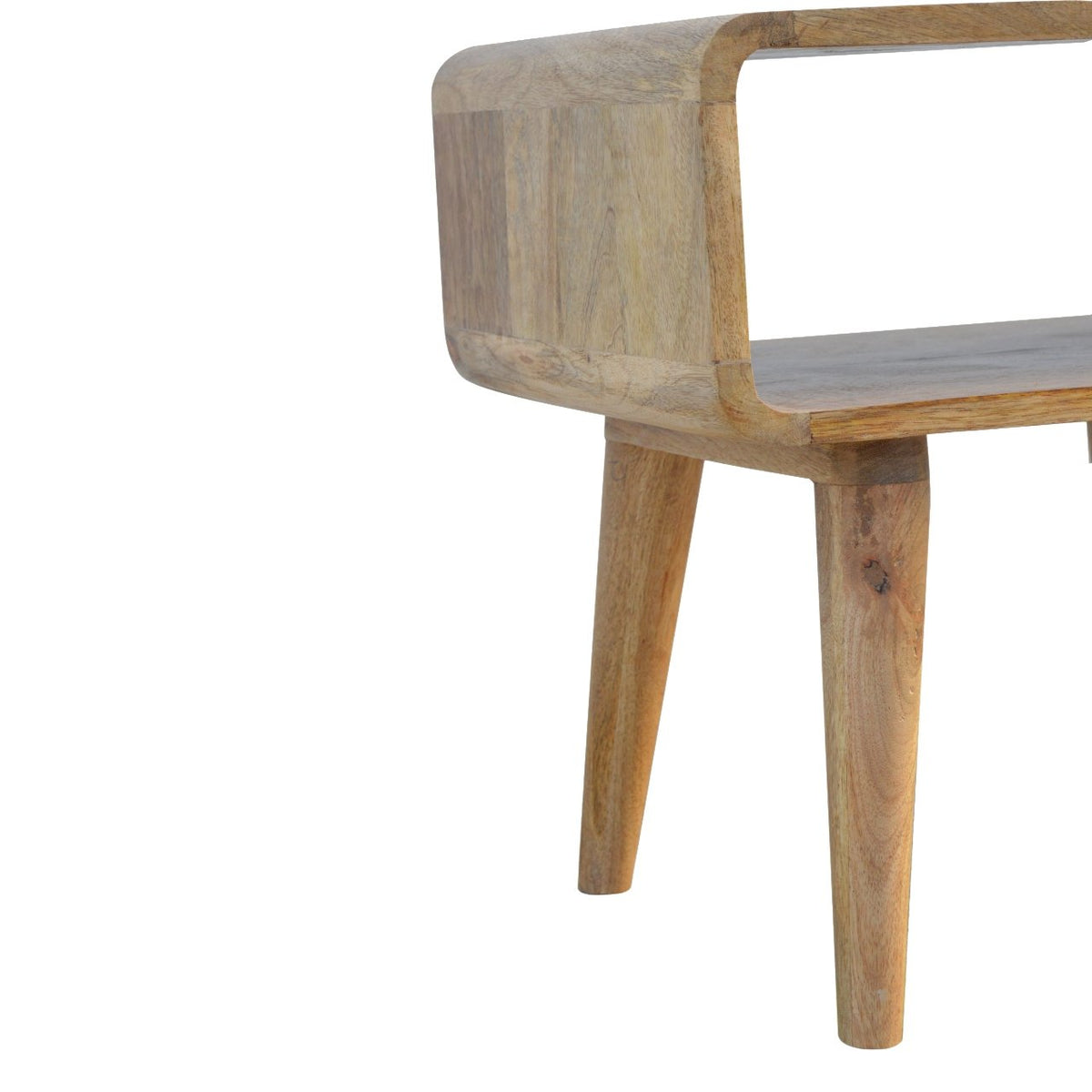 Table de chevet arrondie à niche ouverte en manguier massif – vue 4