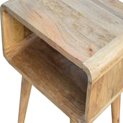 Table de chevet arrondie à niche ouverte en manguier massif – vue 7