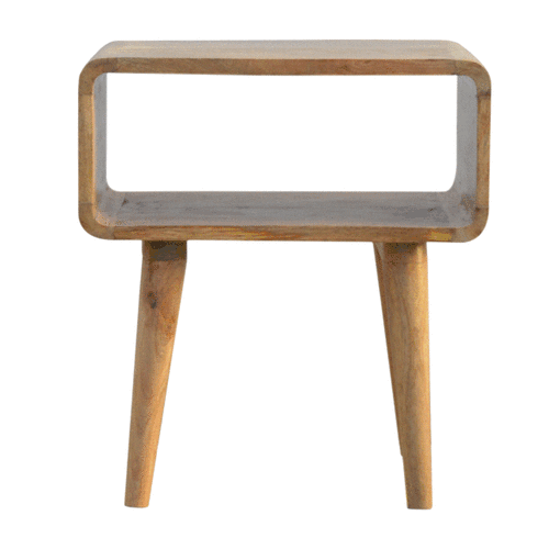 Table de chevet arrondie à niche ouverte en manguier massif – vue 9