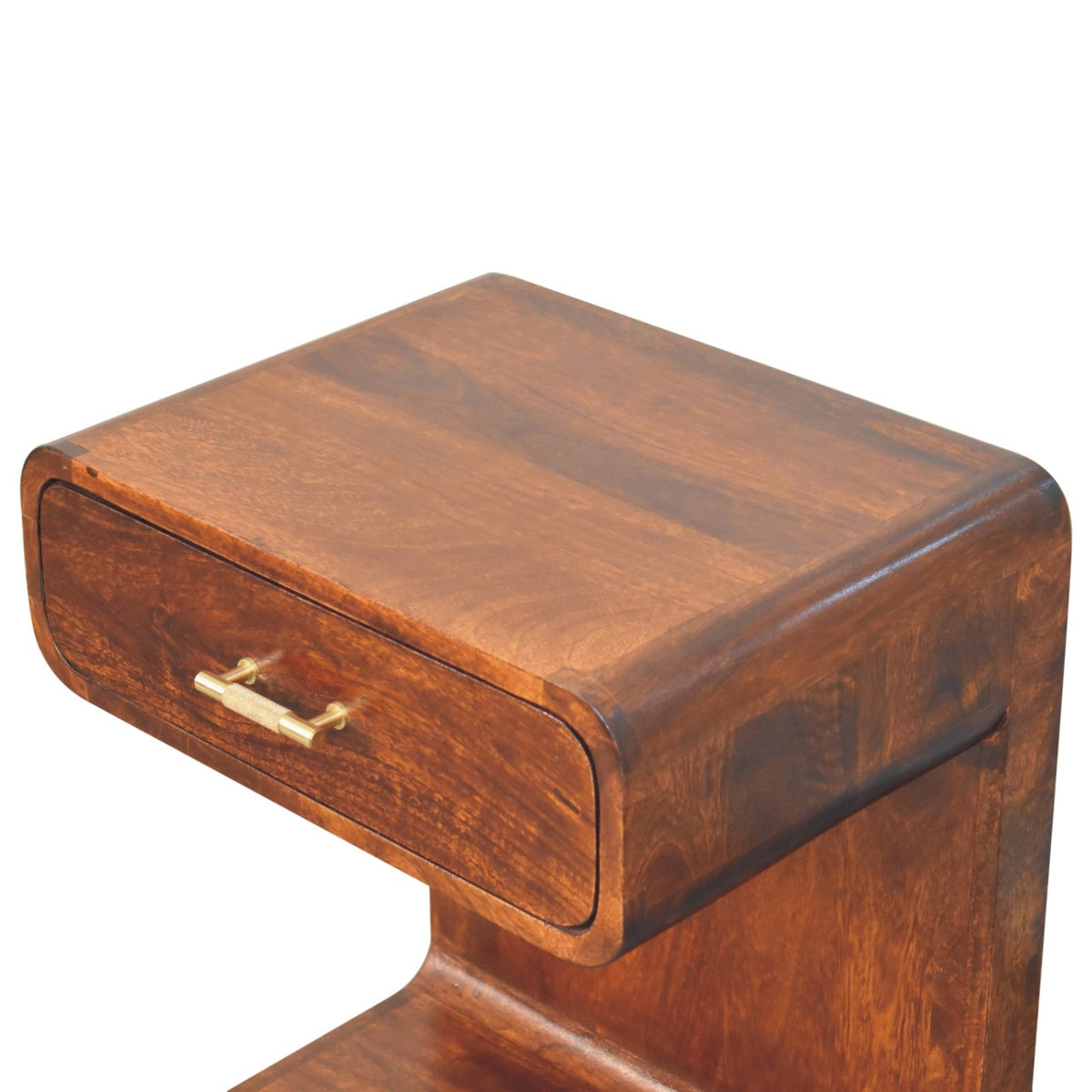 Table de chevet arrondie à poignée en T en manguier massif – Châtaigne – vue 6
