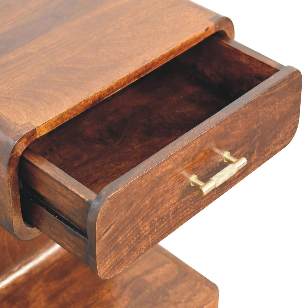 Table de chevet arrondie à poignée en T en manguier massif – Châtaigne – vue 7