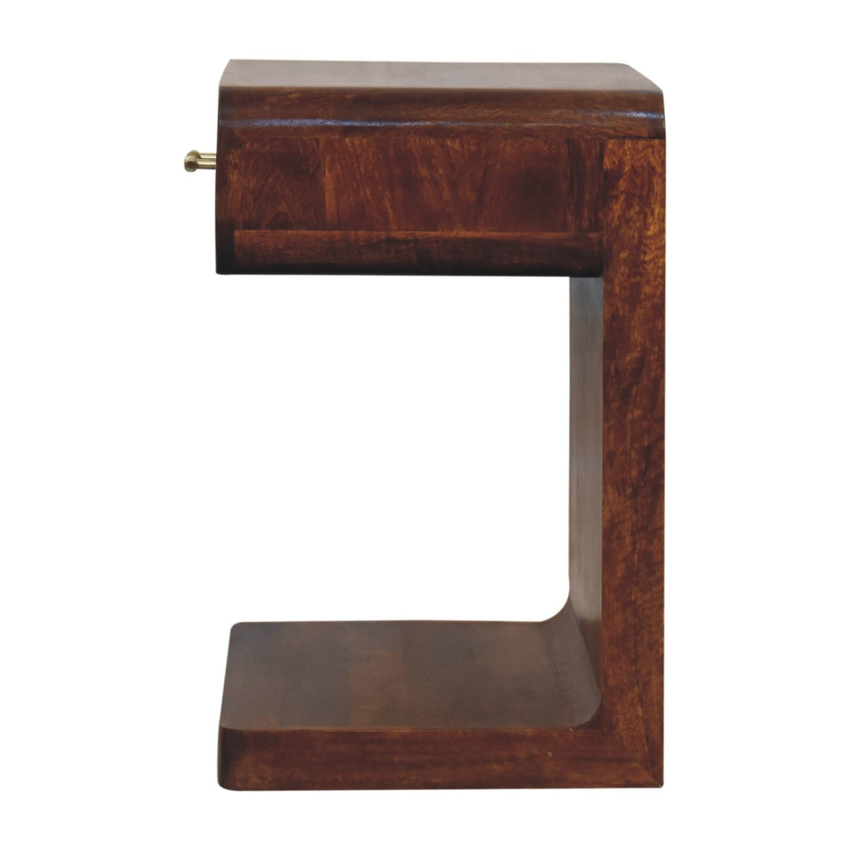 Table de chevet arrondie à poignée en T en manguier massif – Châtaigne – vue 9