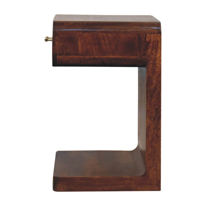 Table de chevet arrondie à poignée en T en manguier massif – Châtaigne – vue 9
