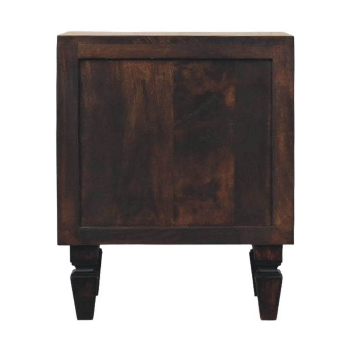 Table de chevet cannelée 2 tiroirs en manguier massif – Moka – vue 9