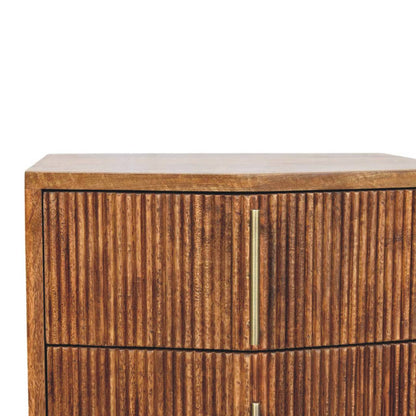 Table de chevet cannelée à 2 tiroirs – Brun rouge – vue 4